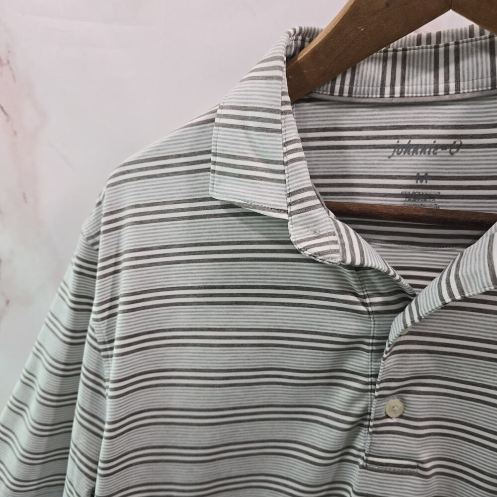 Johnnie O Shirt Mens Medium Gray Striped Polo Short Sleeve Golf Active - Picture 2 of 11